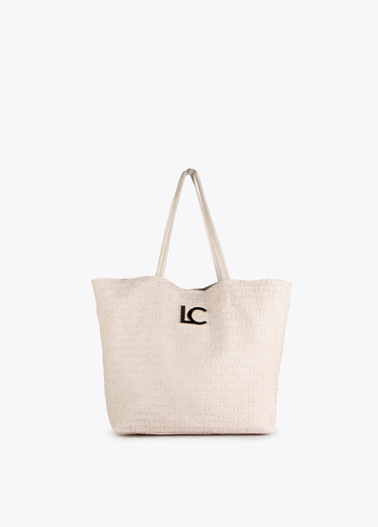12428039-Embossed monogram tote bag-Raw