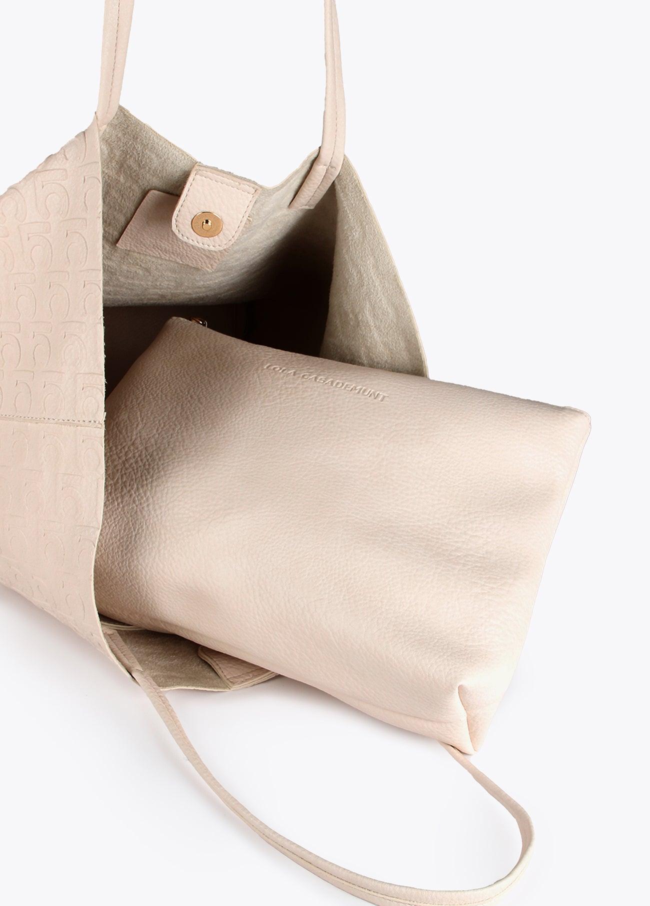 12428039-Embossed monogram tote bag-Raw