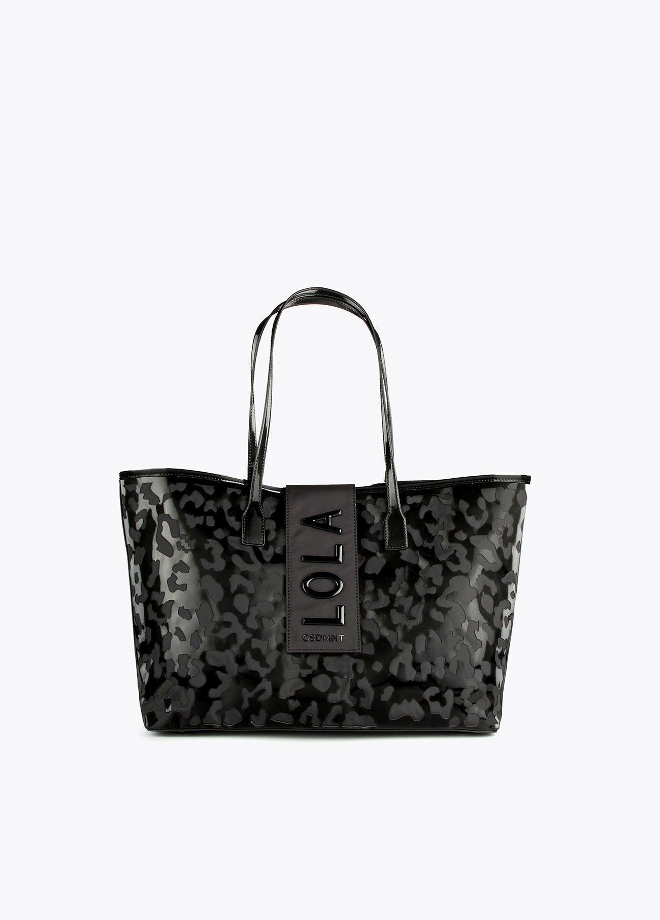 12428041-Animal print die-cut tote bag-Black