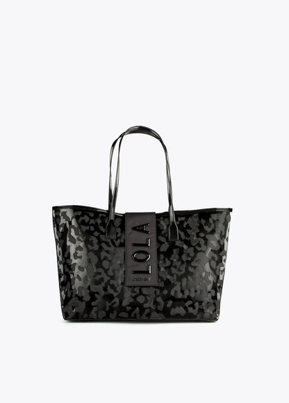 12428041-Animal print die-cut tote bag-Black