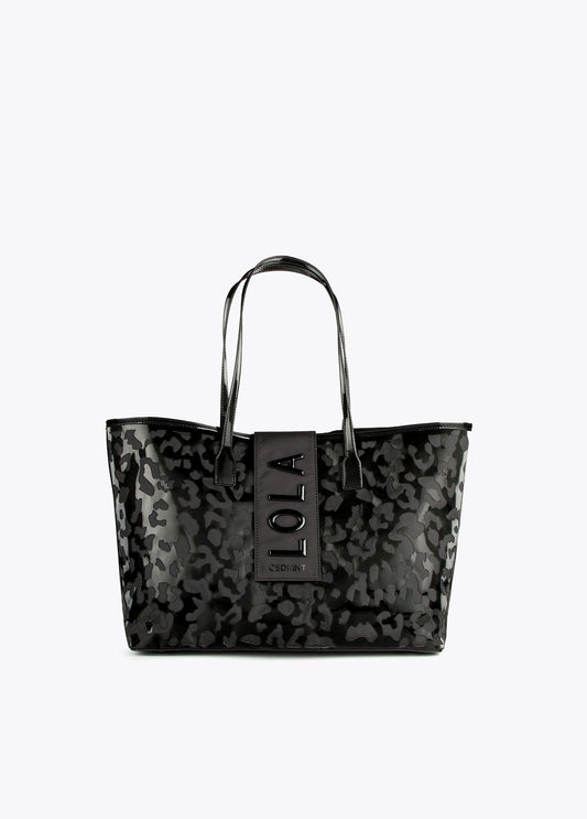 12428041-Animal print die-cut tote bag-Black