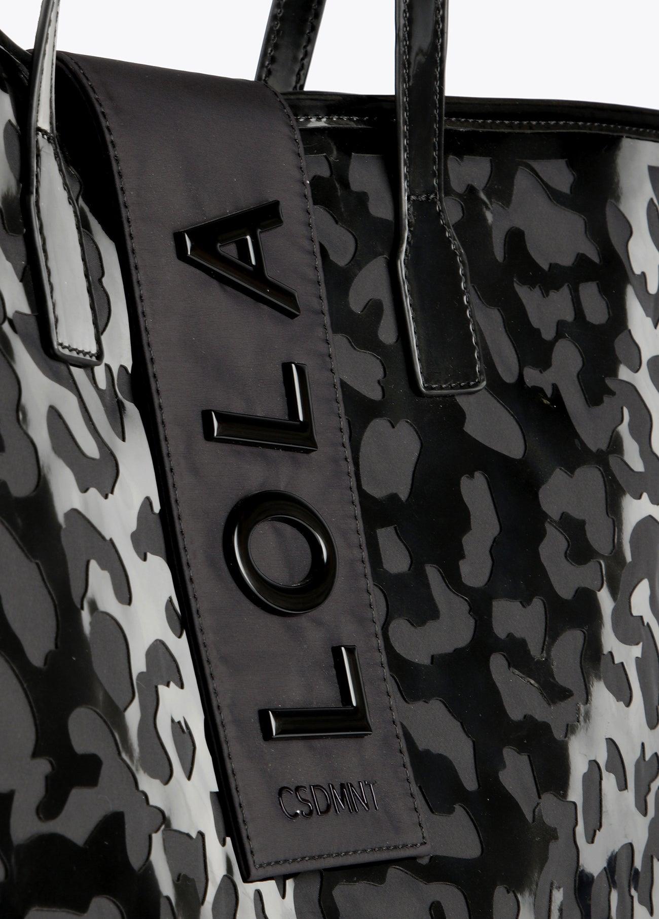 12428041-Animal print die-cut tote bag-Black