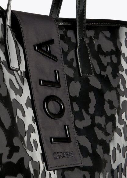 12428041-Animal print die-cut tote bag-Black