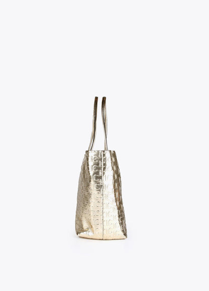 12428042-Metallic monogrammed tote bag-Golden