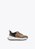 12430003-Animal print mesh sneakers-Brown