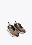 12430003-Animal print mesh sneakers-Brown