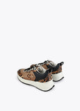 12430003-Animal print mesh sneakers-Brown