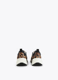12430003-Animal print mesh sneakers-Brown