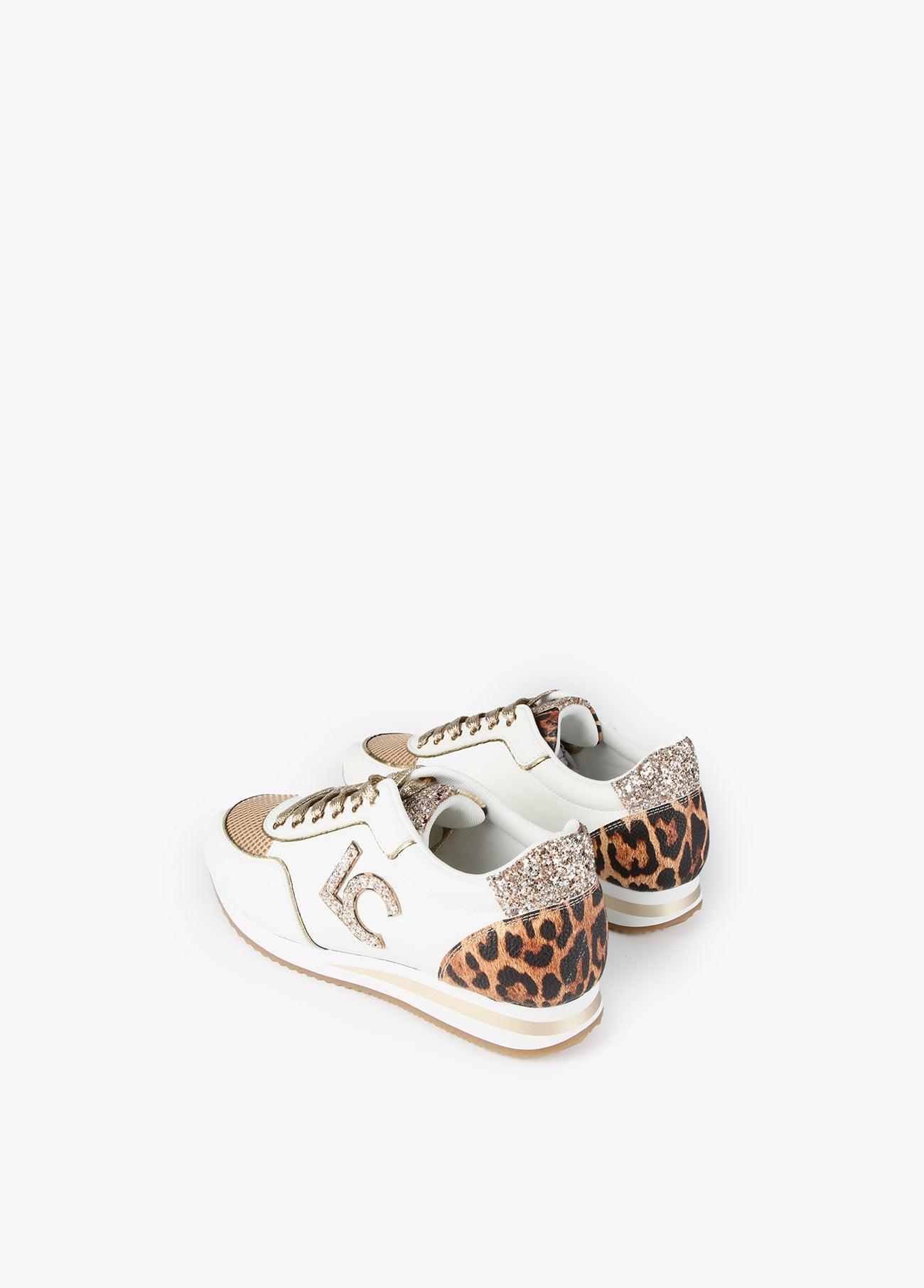 12430005-Leopard and rhinestone sneakers-White