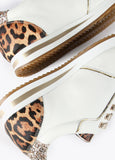 12430005-Leopard and rhinestone sneakers-White