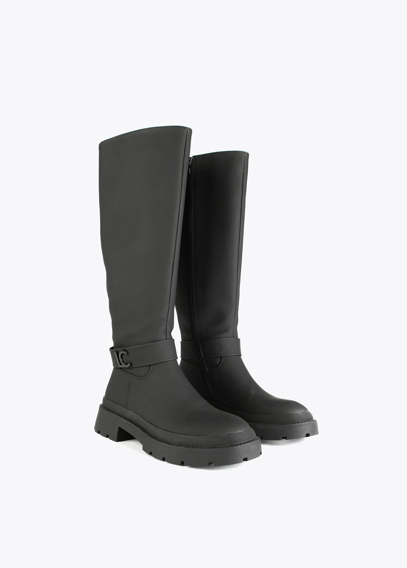 12433007-Rubberised knee-high boots-Black