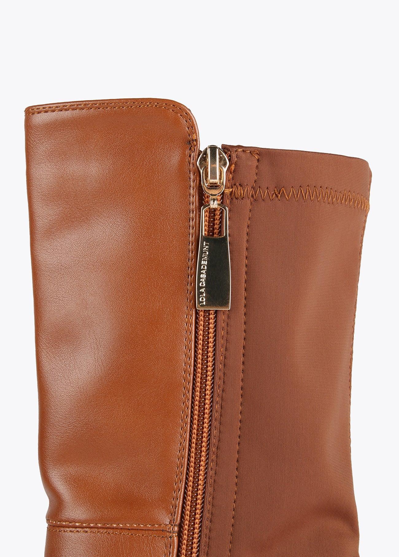 12434009-Mid-led ankle boots in two fabrics-Brown