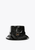 12443015-Patent leather bucket hat with lobster clasp-Black