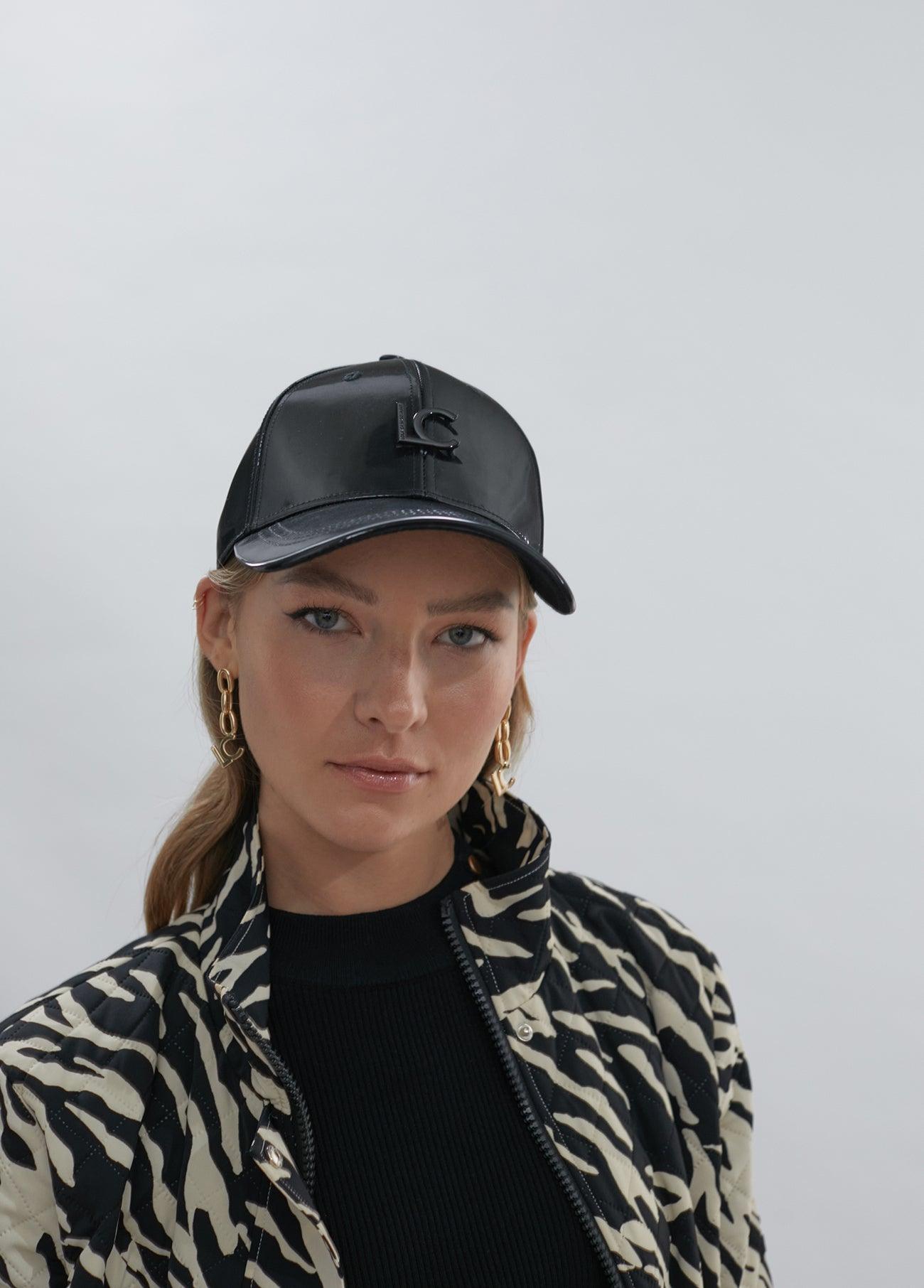 12443016-Patent leather cap-Black