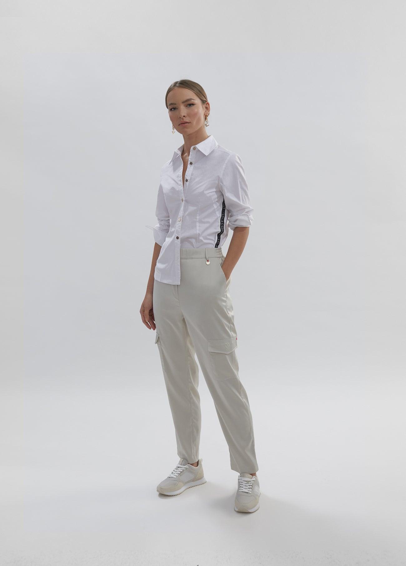 12460001-Logo shirt with ribbon detail-White