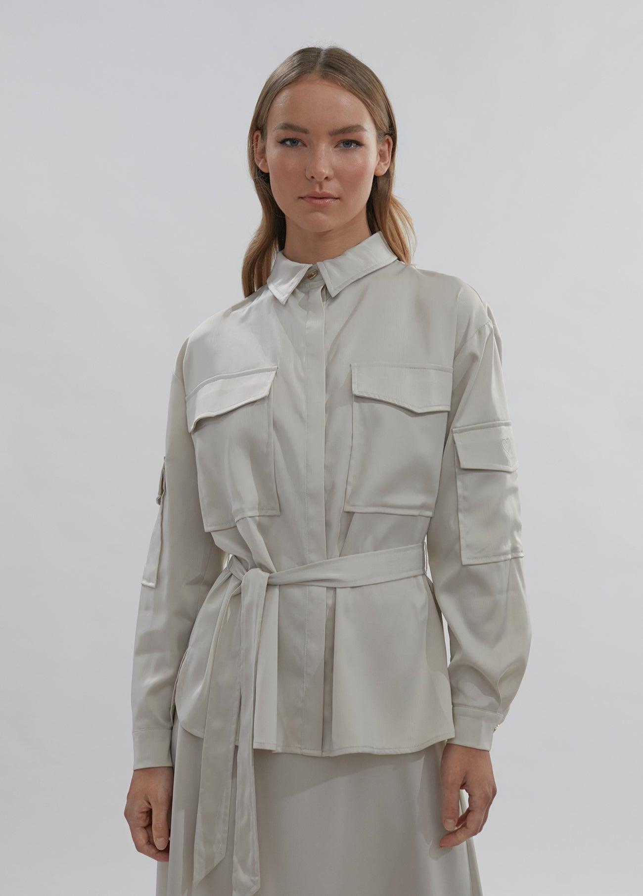 12460019-Satin overshirt-Ivory