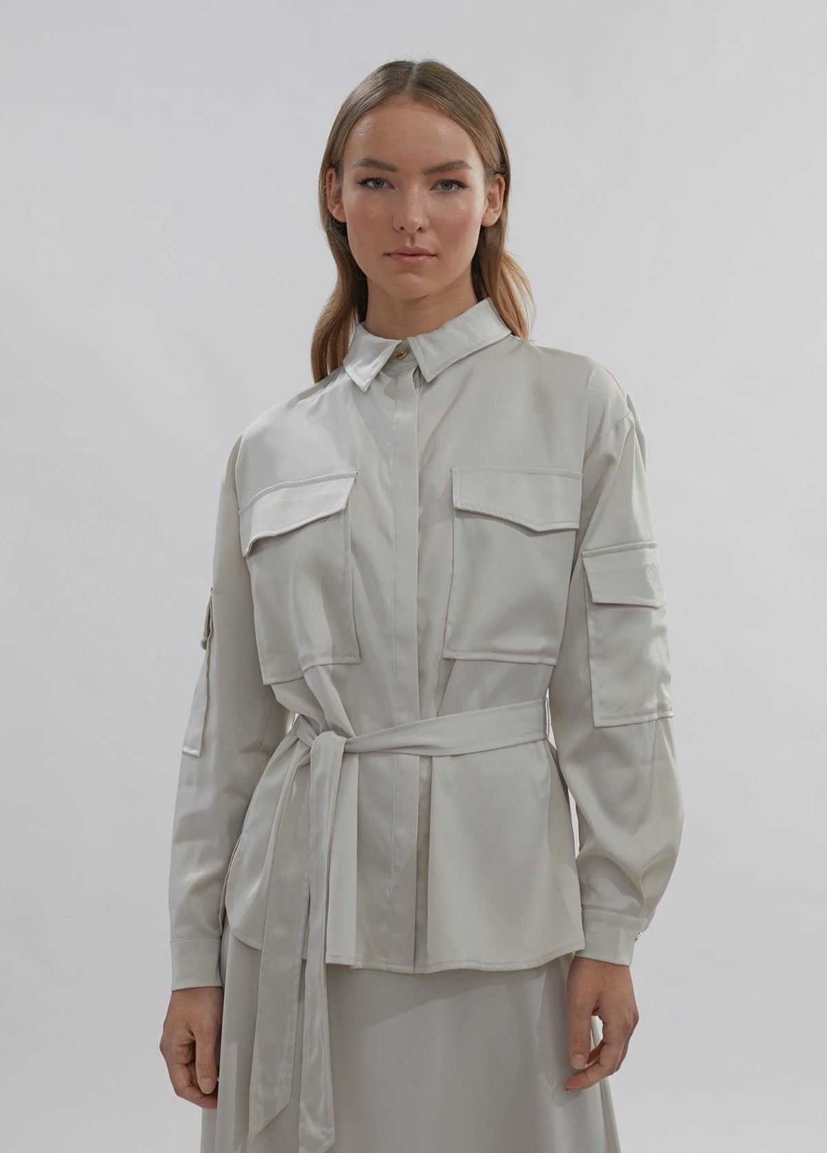 12460019-Satin overshirt-Ivory