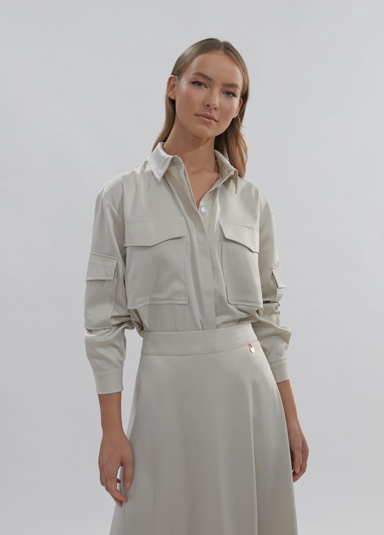 12460019-Satin overshirt-Ivory
