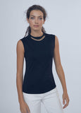 12460021-Top with chain straps-Black