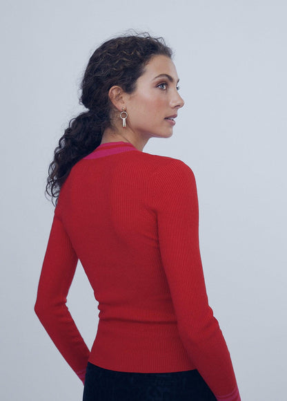 12461005-Sweater with collar detail-Red