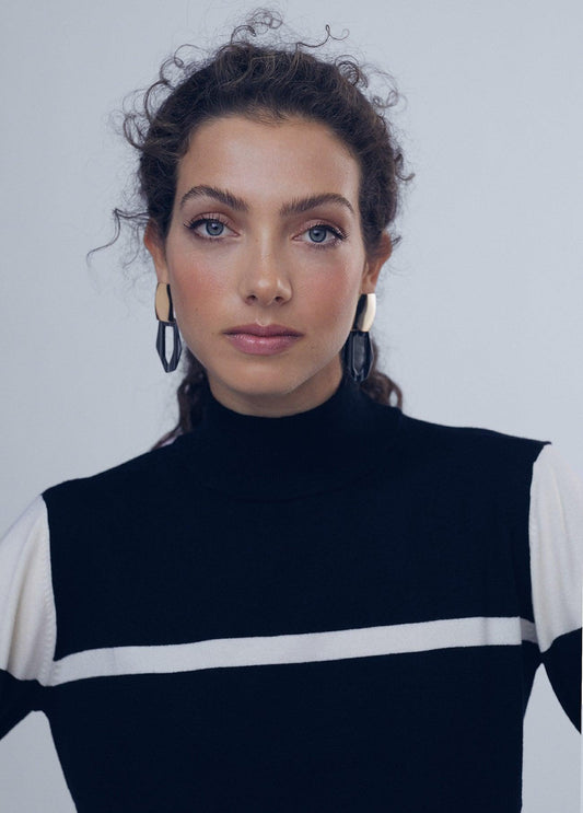 12461007-Two-tone logo sweater-White