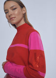 12461007-Two-tone logo sweater-Fuchsia