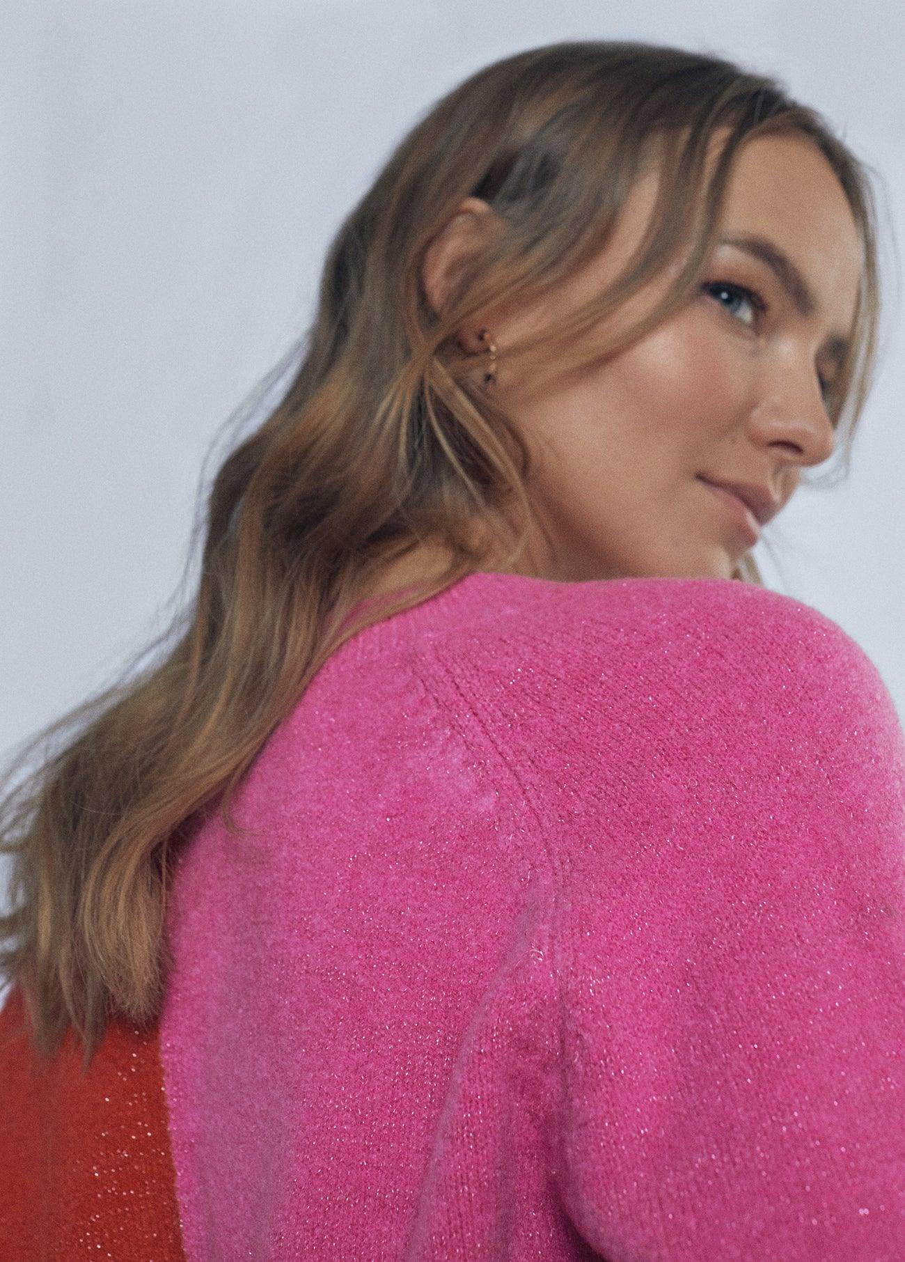 12461017-Two-tone flowing sweater-Red