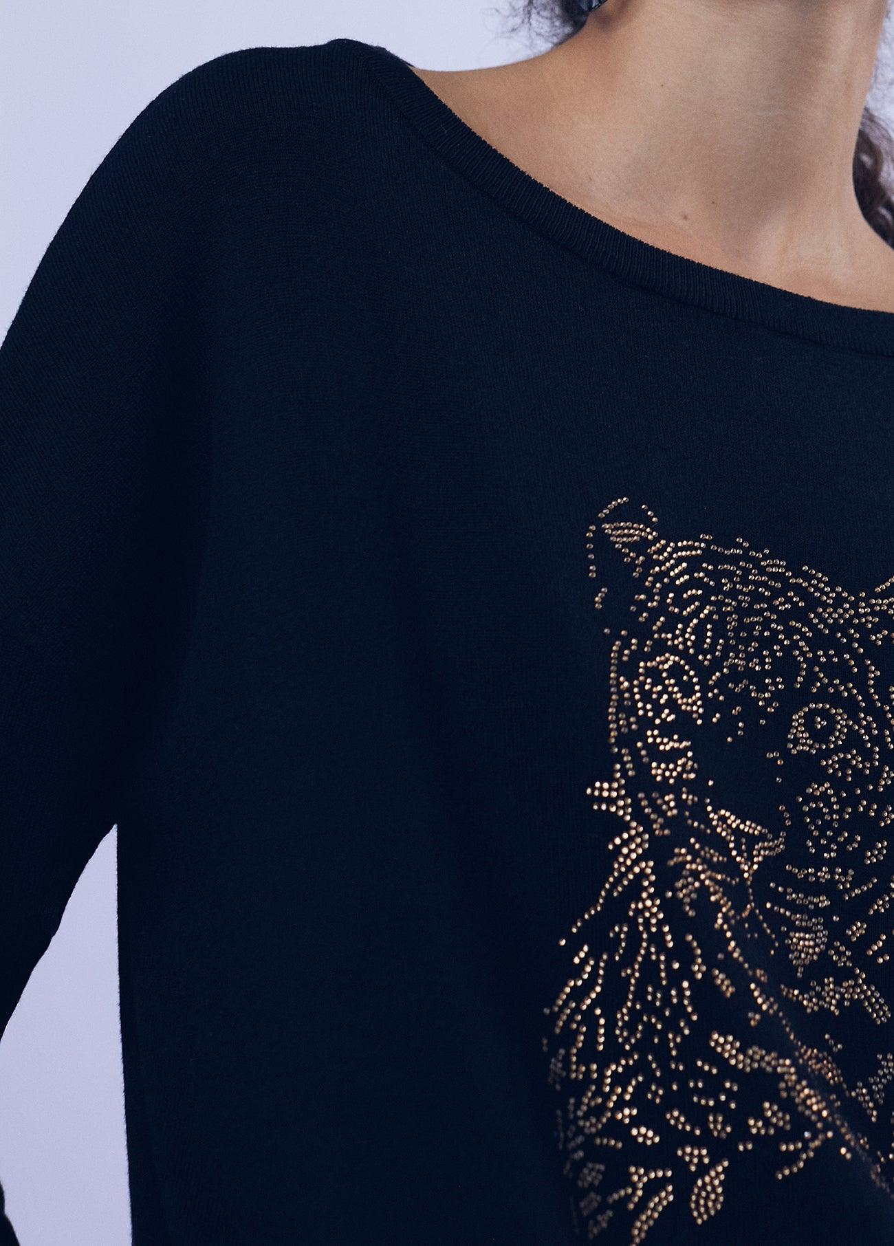 12461019-Animal print sweater-Black