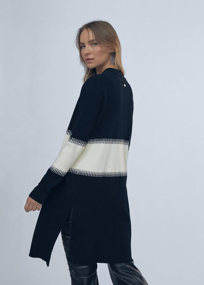 12461023-Contrast knit cardigan-Multi