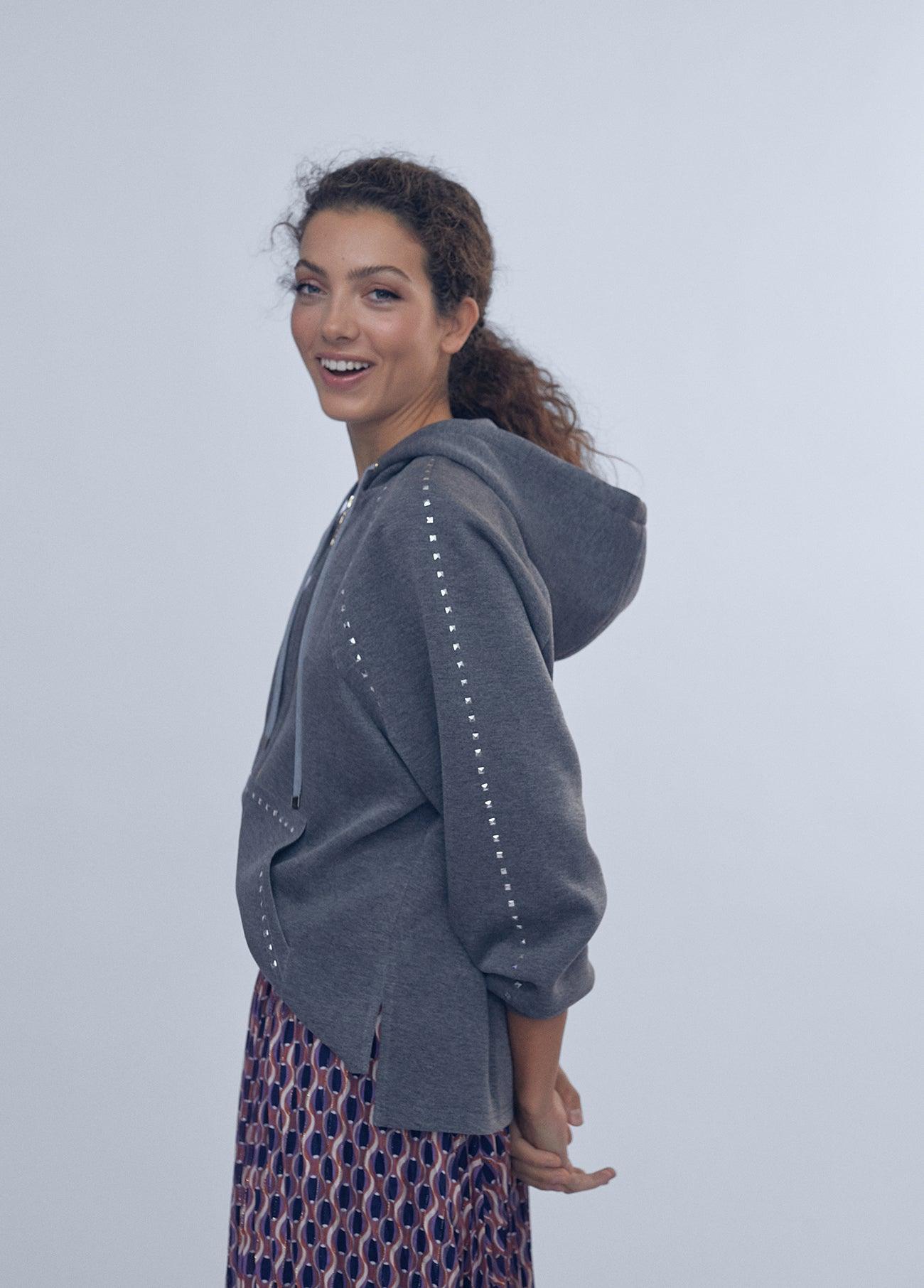 12462004-Sweatshirt with logo pockets-Grey