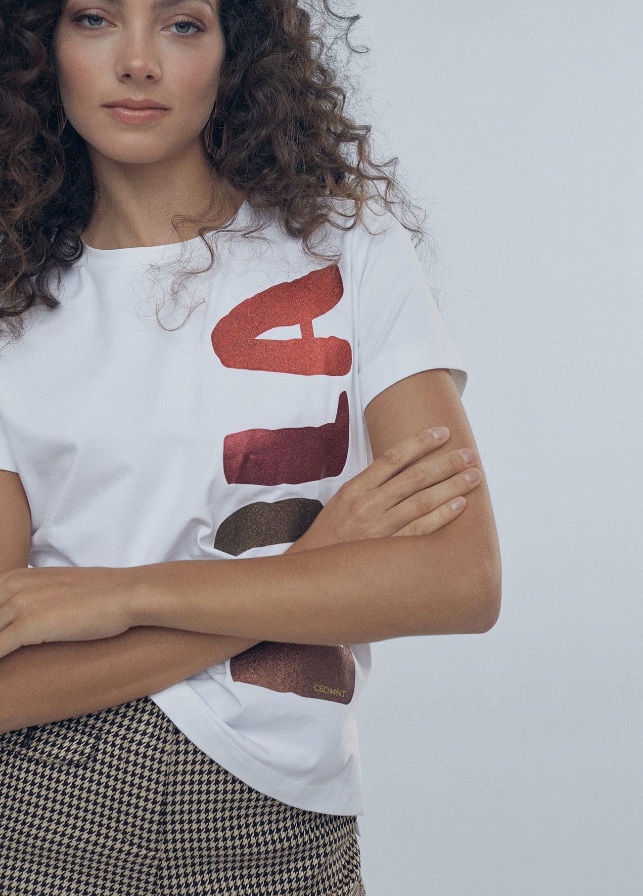 12462010-Lola glitter T-shirt with side slits-White