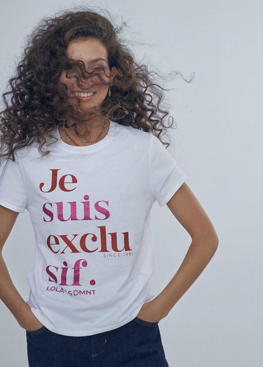 12462015-Short sleeve “Je suis exclusif” T-shirt-White