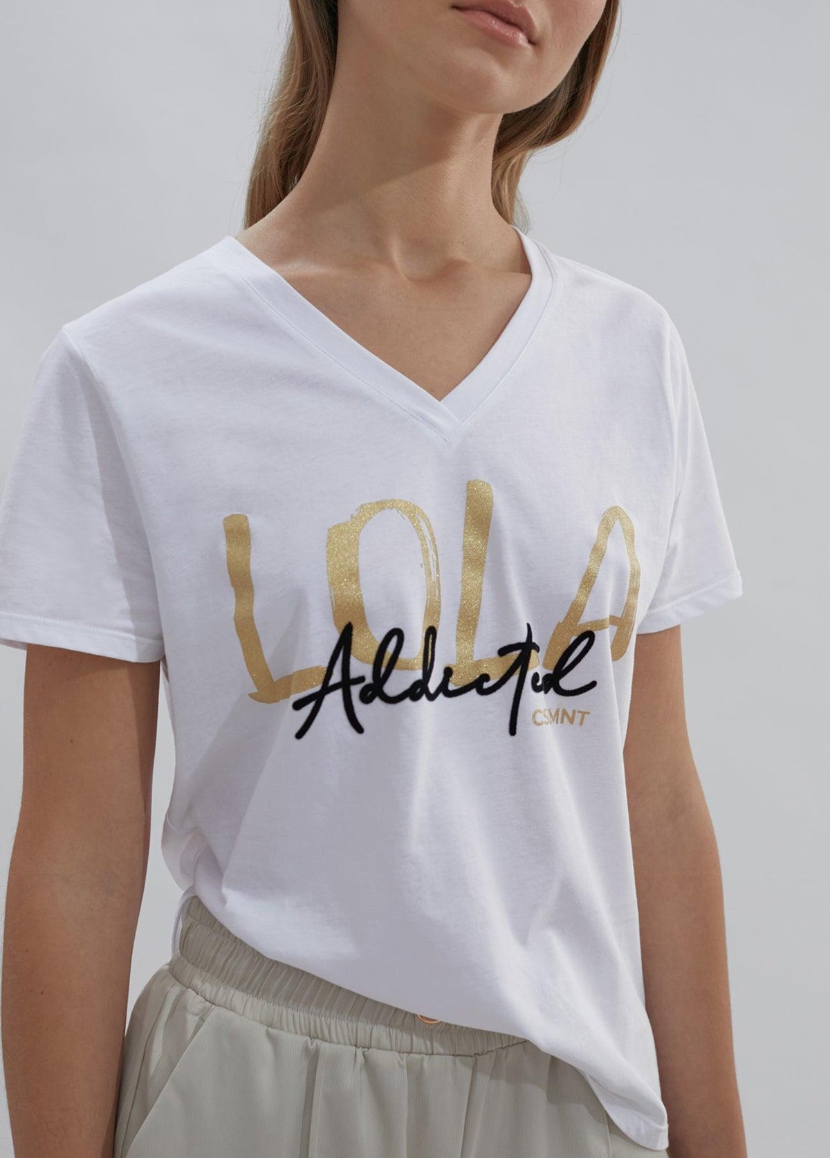 12462016-Short sleeve “Addicted” T-shirt-White