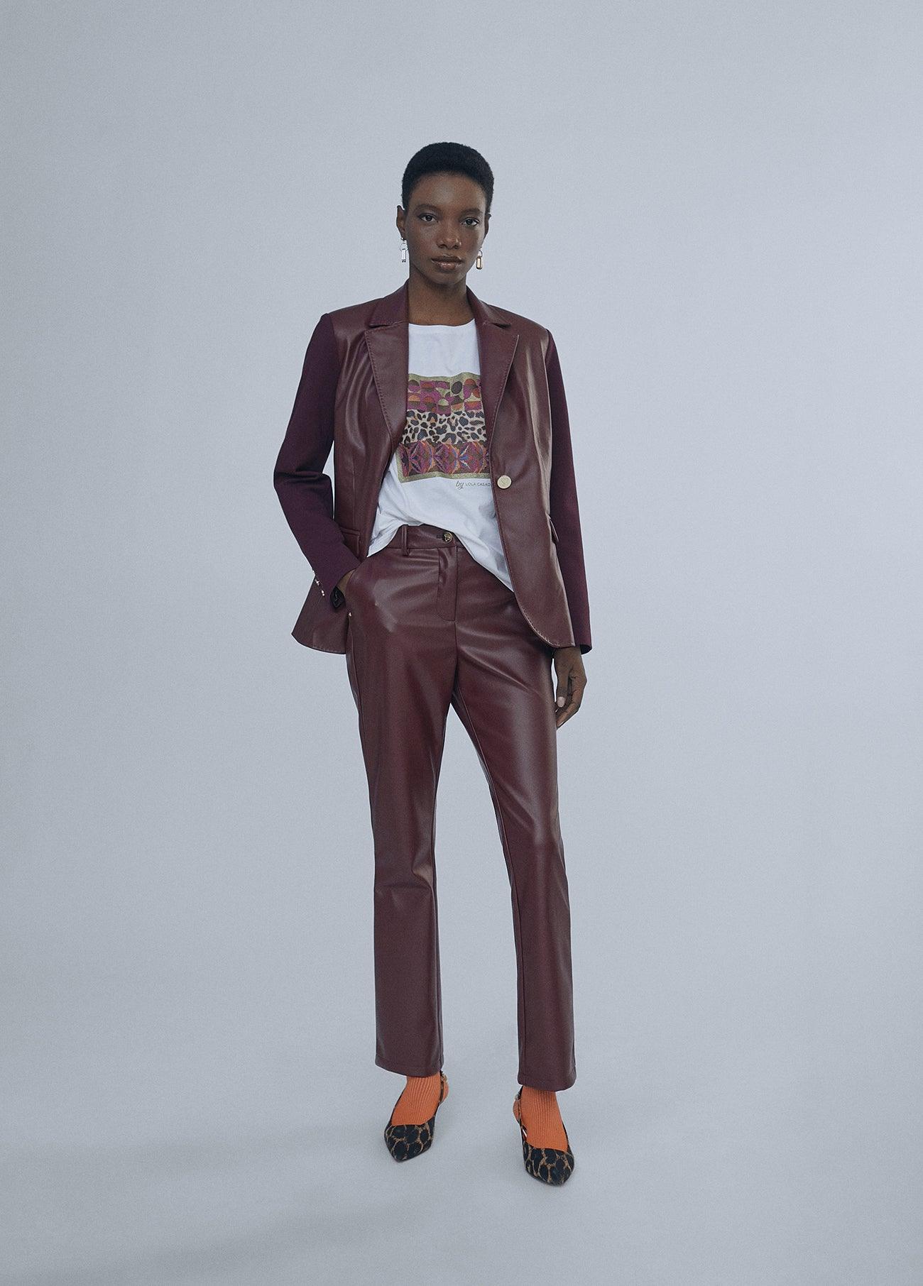 12462017-Short sleeve geometric detail T-shirt-White