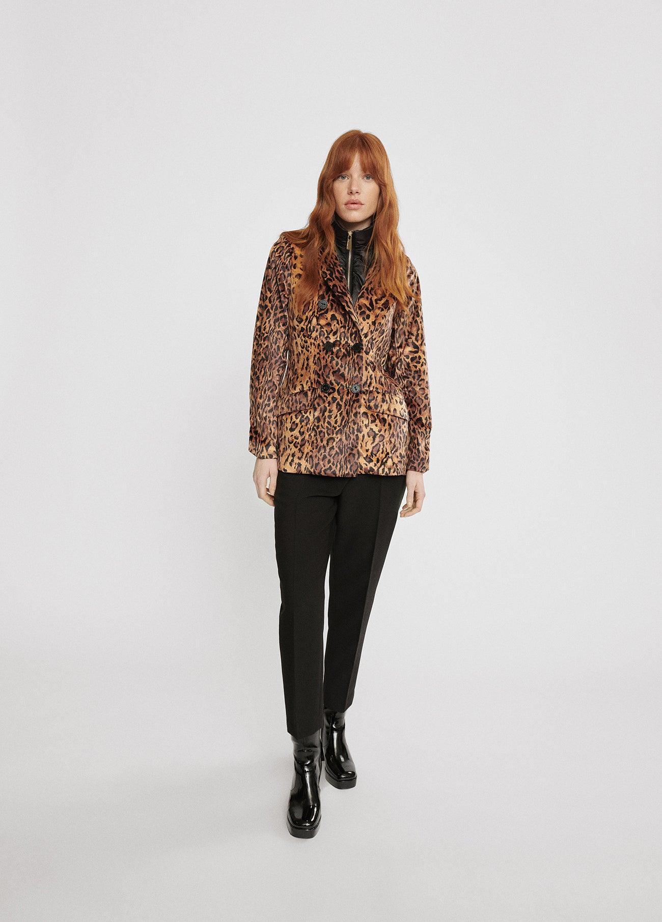 12463003-Animal print velvet blazer-Multi