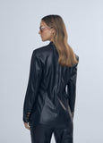 12463008-Faux leather blazer with stud details-Black