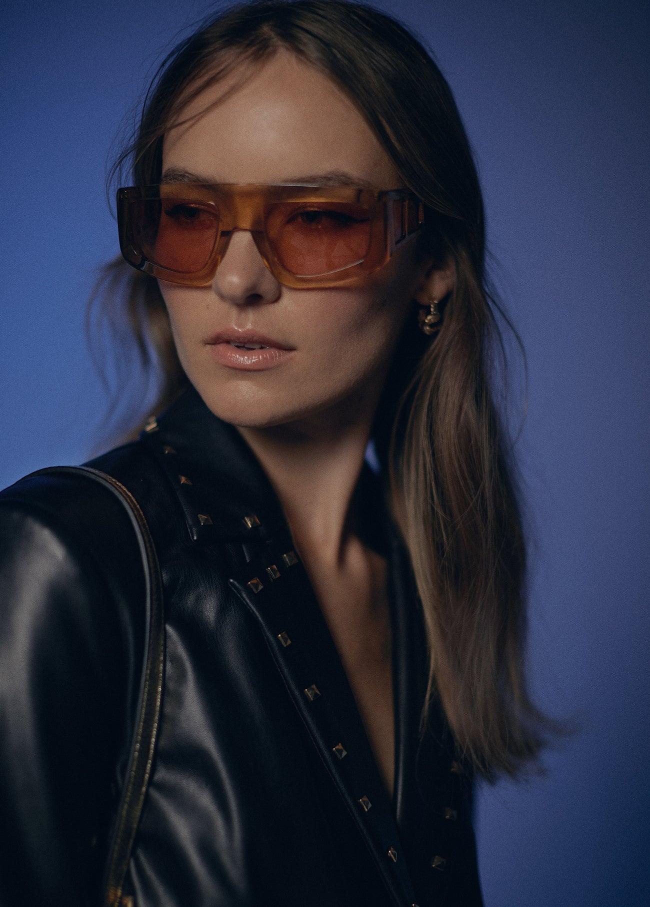 12463008-Faux leather blazer with stud details-Black