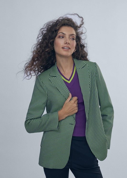 12463013-Green houndstooth blazer-Multi
