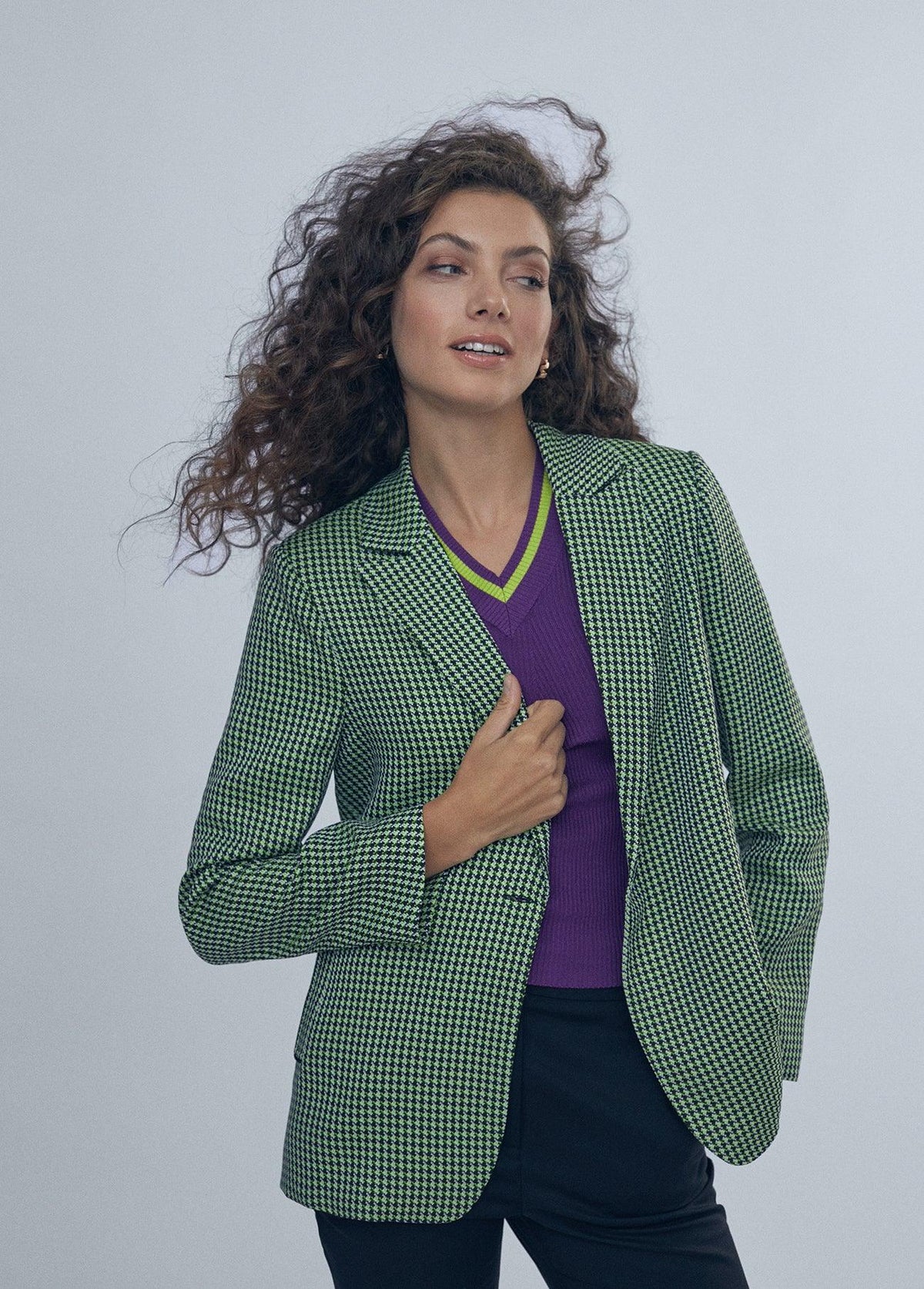 12463013-Green houndstooth blazer-Multi