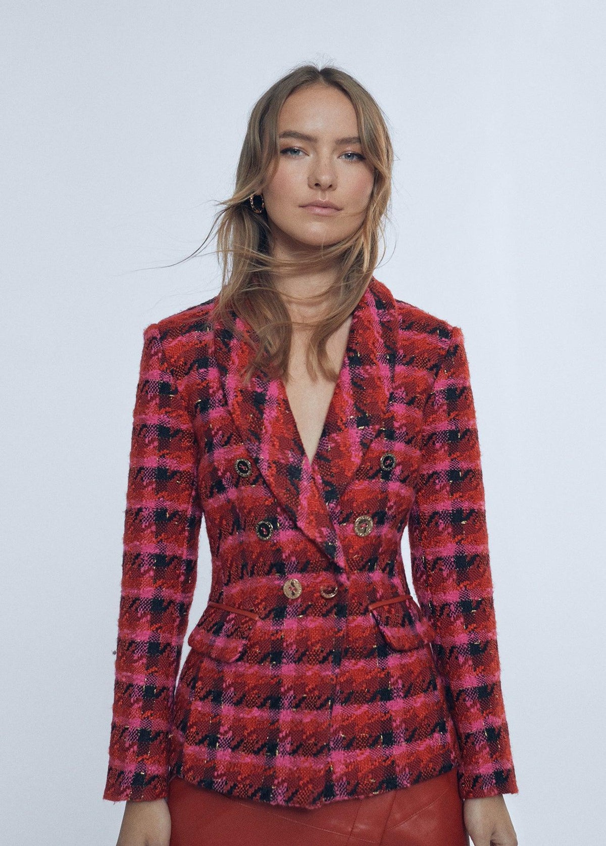 12463014-Fitted tweed blazer-Multi