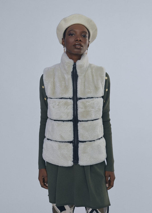 12464001-Fur waistcoat-White
