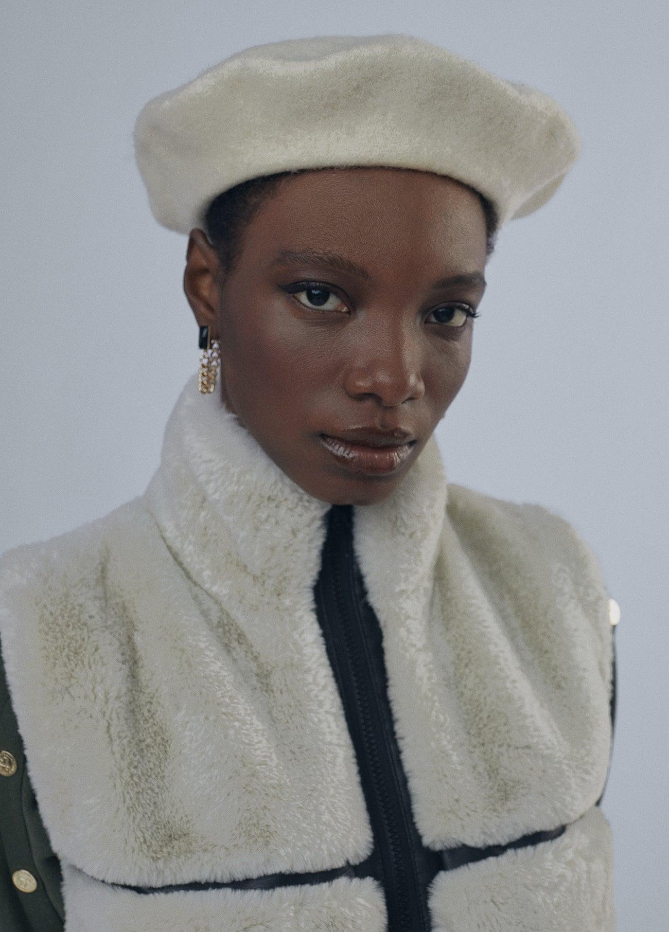 12464001-Fur waistcoat-White