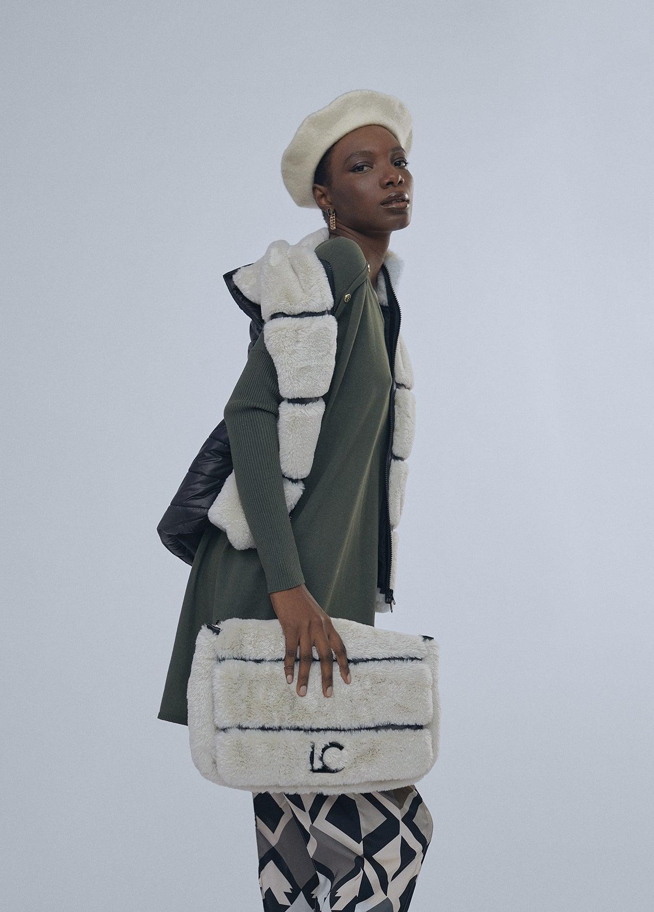 12464001-Fur waistcoat-White