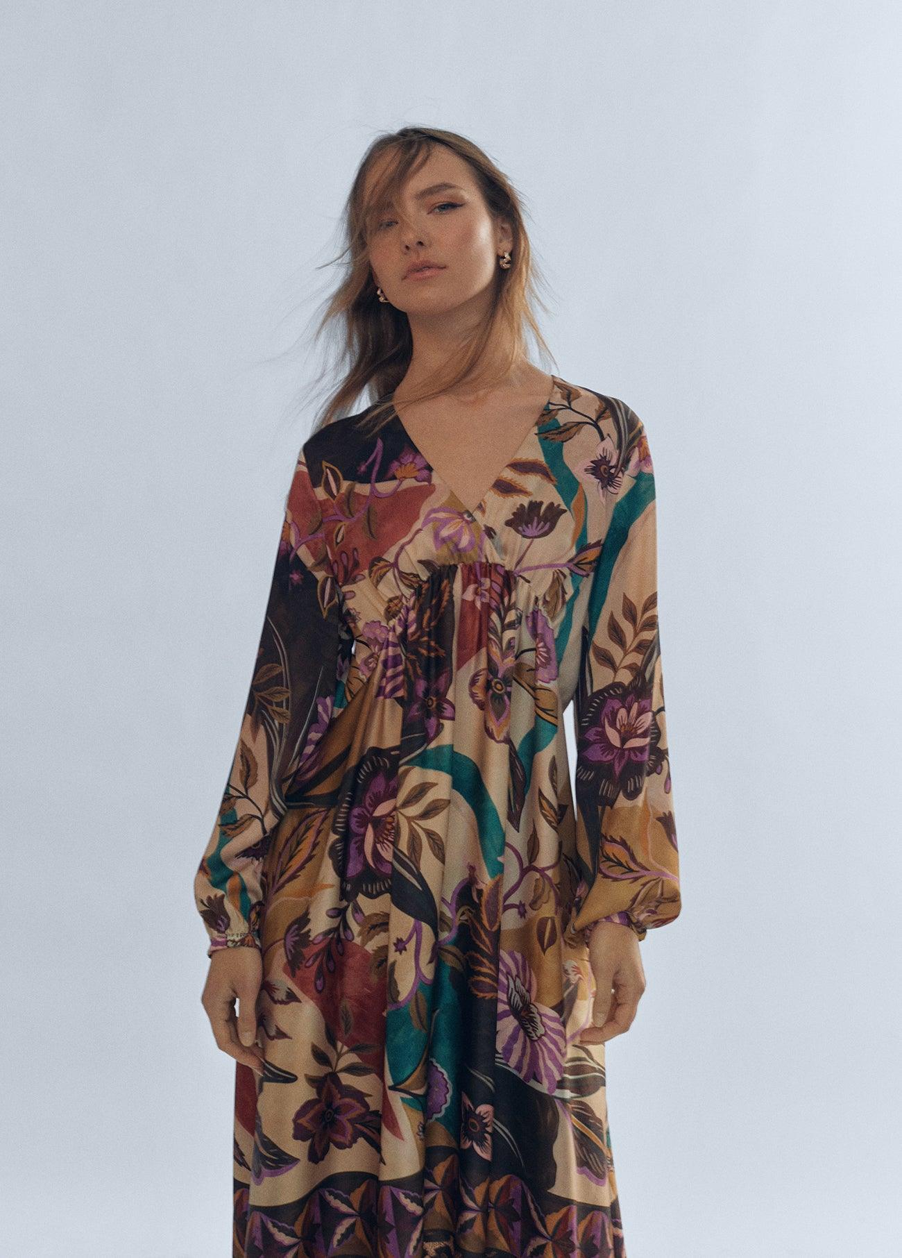 12465012-Flowing midi dress-Multi