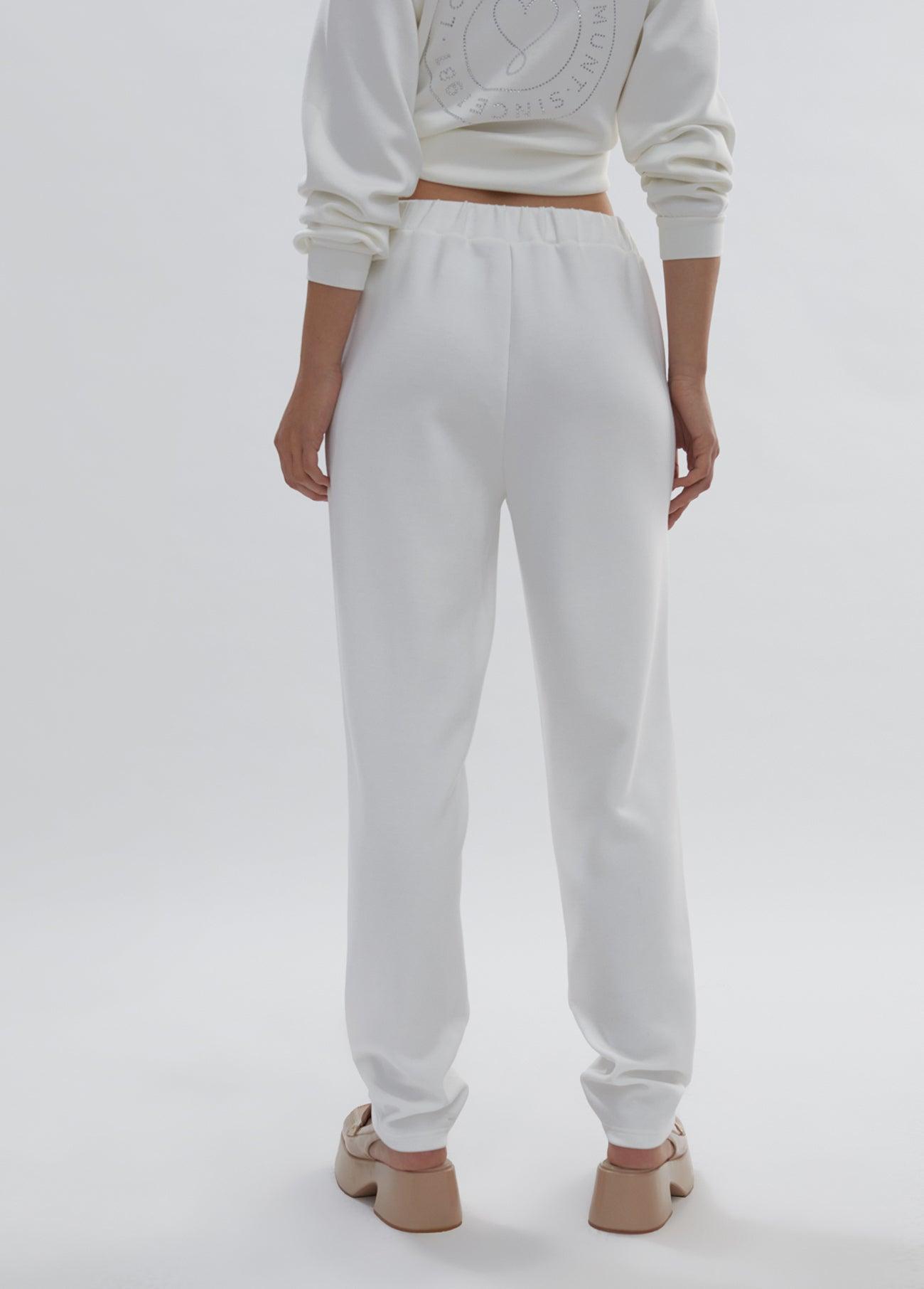 12467011-Trousers with an elastic waistband-White