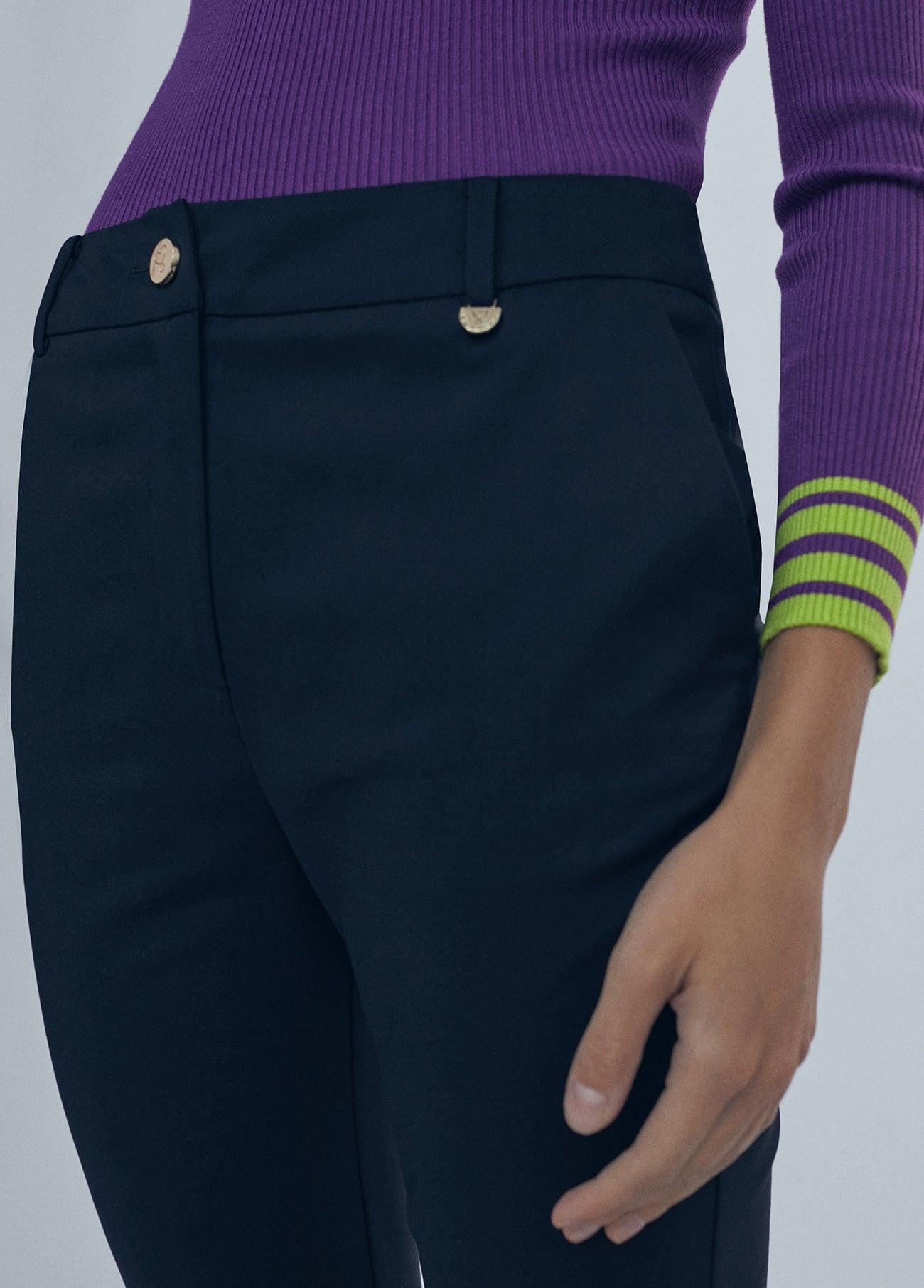 12467021-Trousers with knit blunt stitch-Black