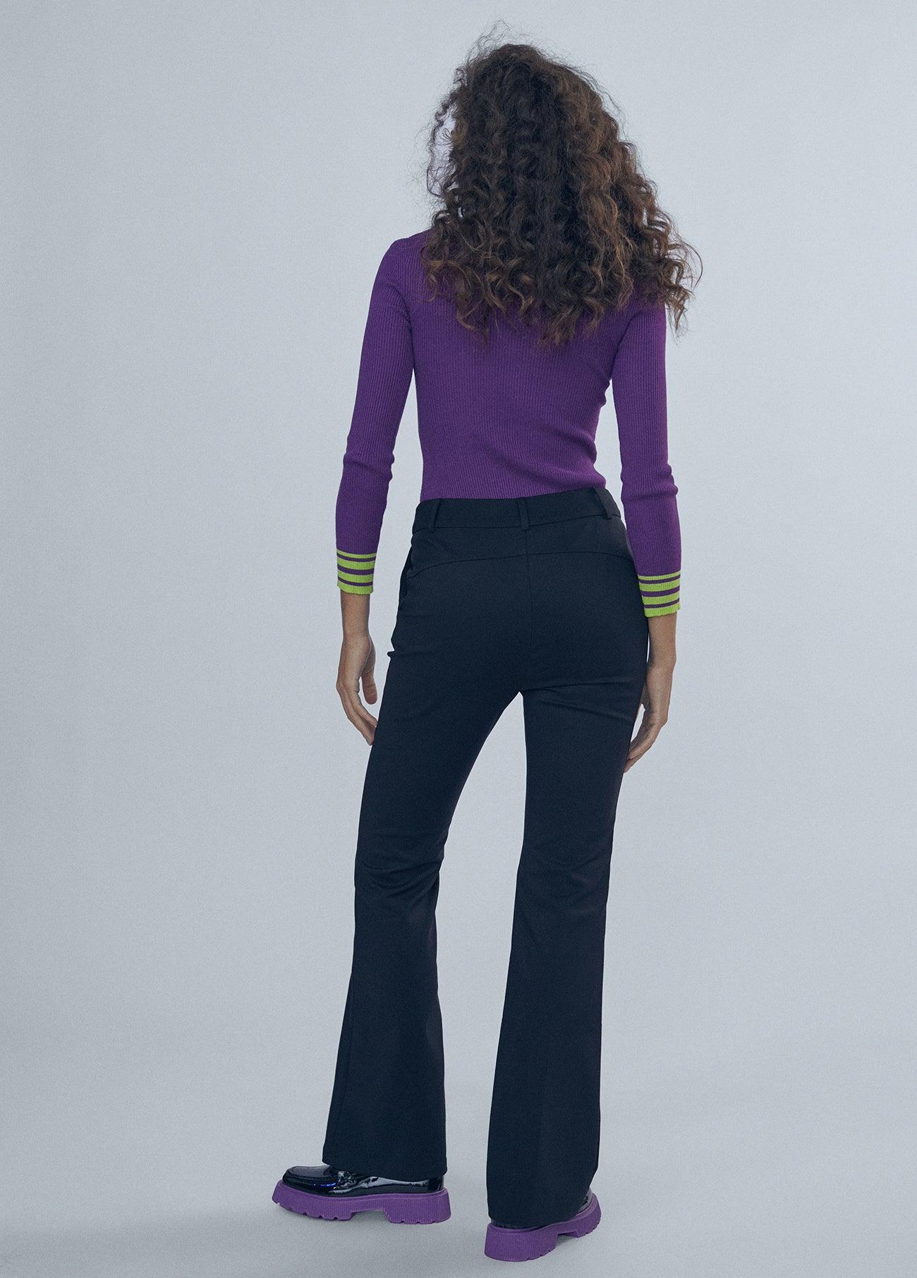 12467021-Trousers with knit blunt stitch-Black