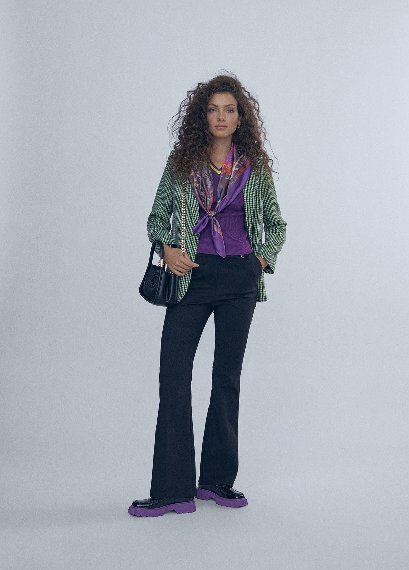 12467021-Trousers with knit blunt stitch-Black
