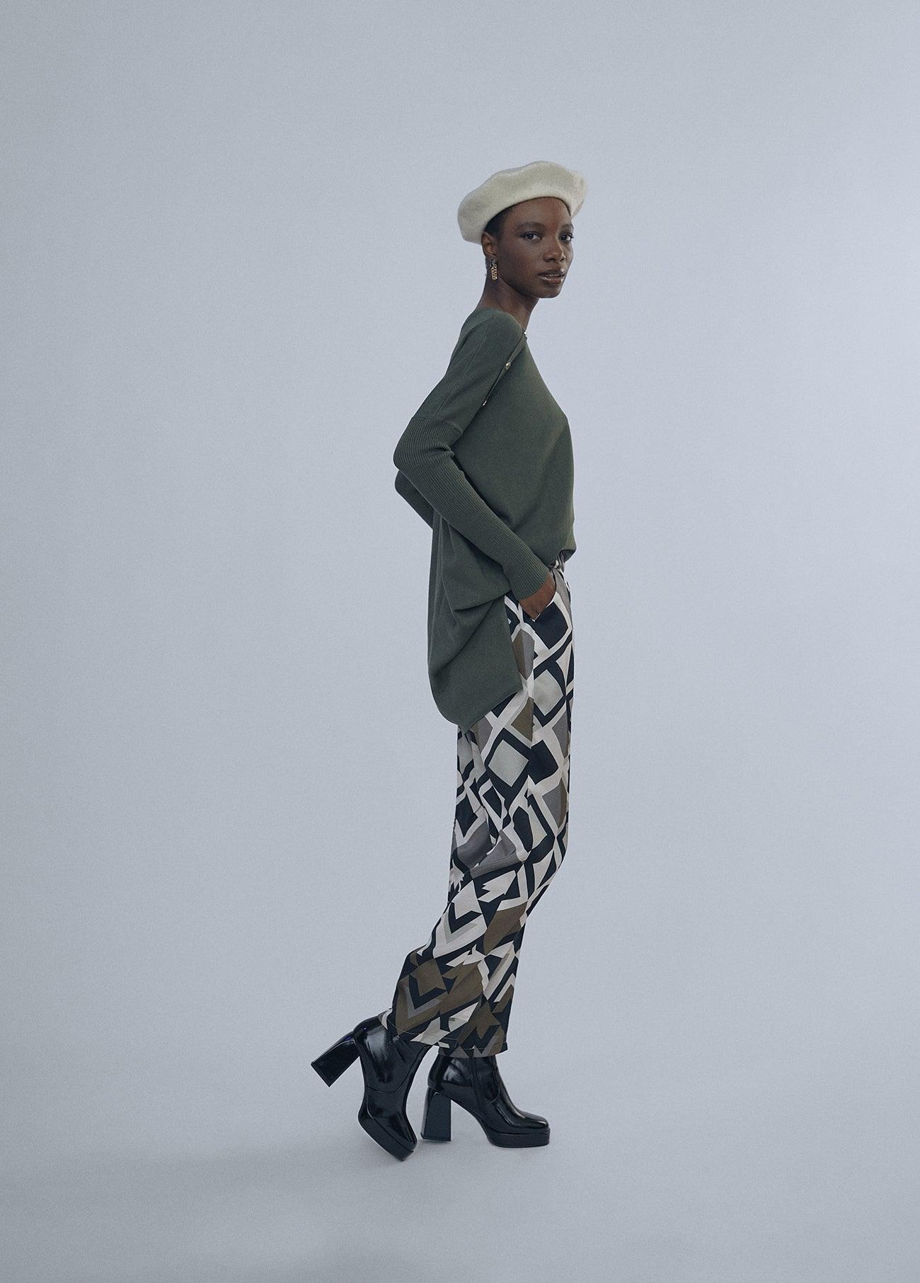 12467034-Geometric print joggers-Kaki