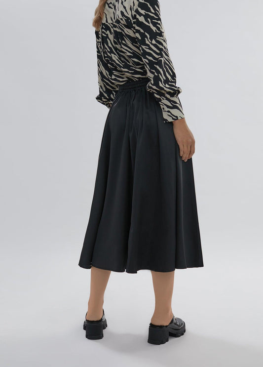 12468008-Satin midi skirt-Black